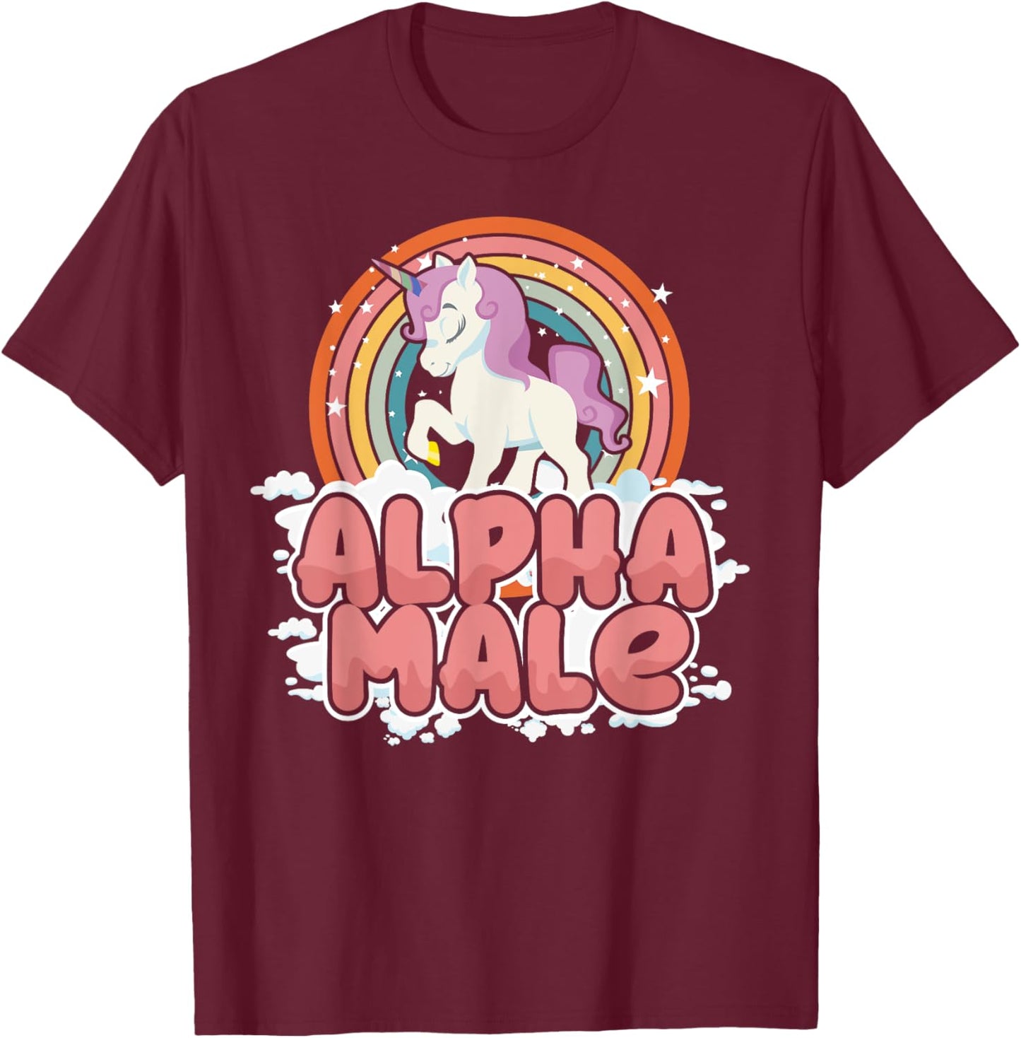 Funny Alpha Male Unicorn Lover Gift Rainbow Sarcastic T-Shirt - T-Shirt | Maroon