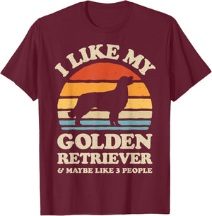 I Like My Golden Retriever And Maybe Like 3 People Dog Retro Men Women Kids T-Shirt - T-Shirt | Maroon