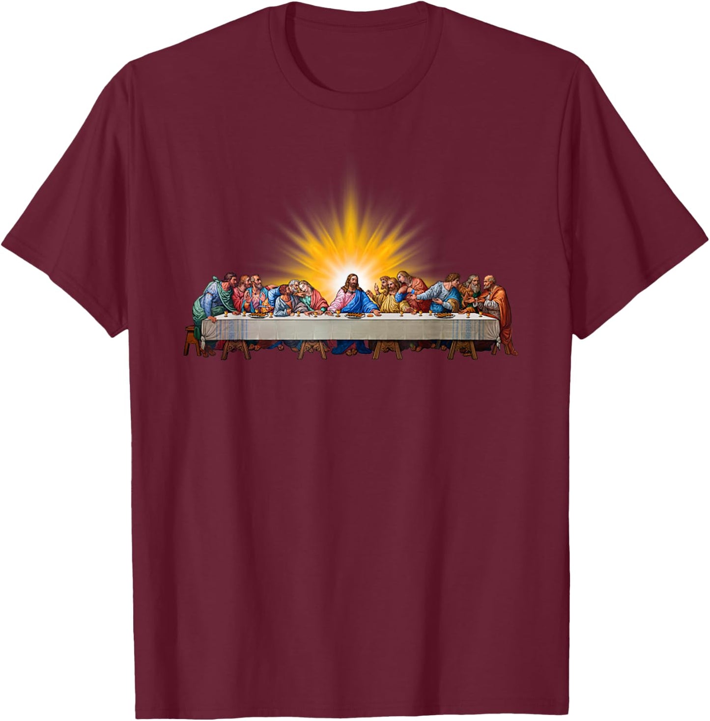 Last Supper Jesus Christ Leonardo Da Vinci Painting T-Shirt - T-Shirt | Maroon