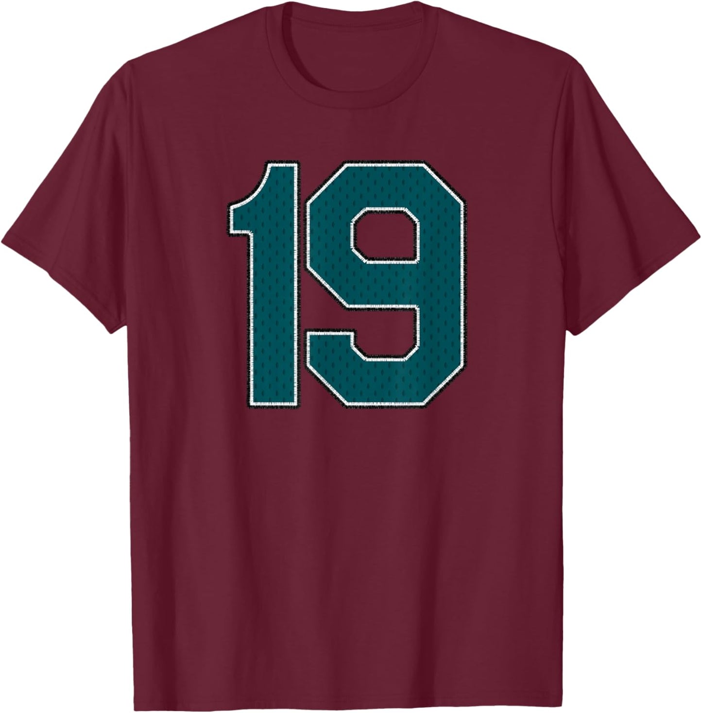 Player Dark Teal Green Number 19 Sports Fan Wear Supporter T-Shirt - T-Shirt | Maroon