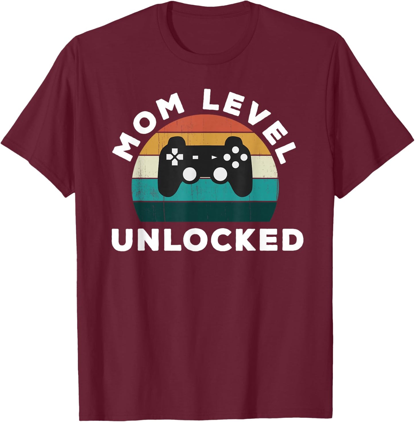 Mom Level Unlocked: Game Lover / Gamer New Baby Mother Mamma T-Shirt - T-Shirt | Maroon