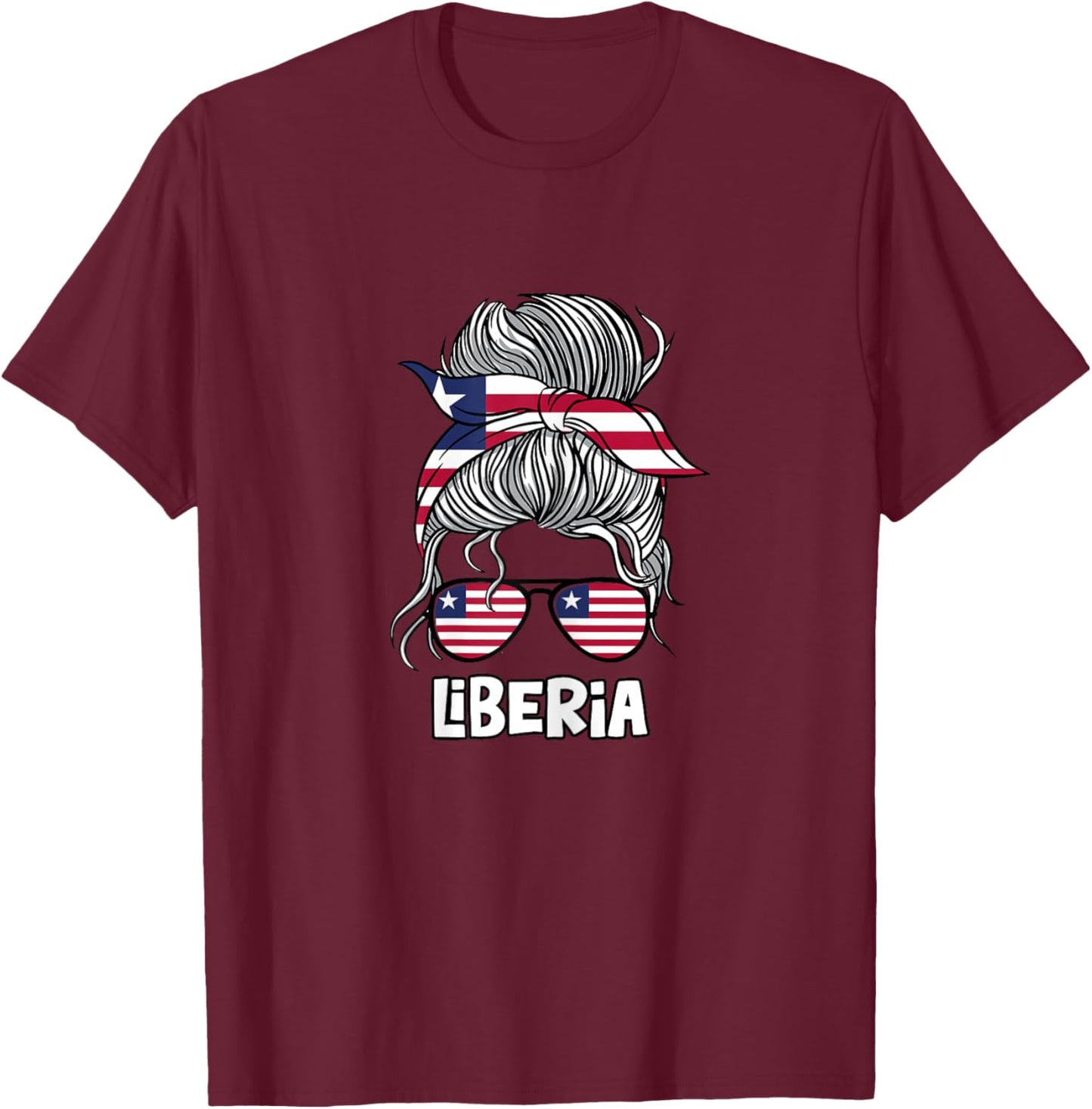 Liberia Girl African Girls Flag T-Shirt - T-Shirt | Maroon