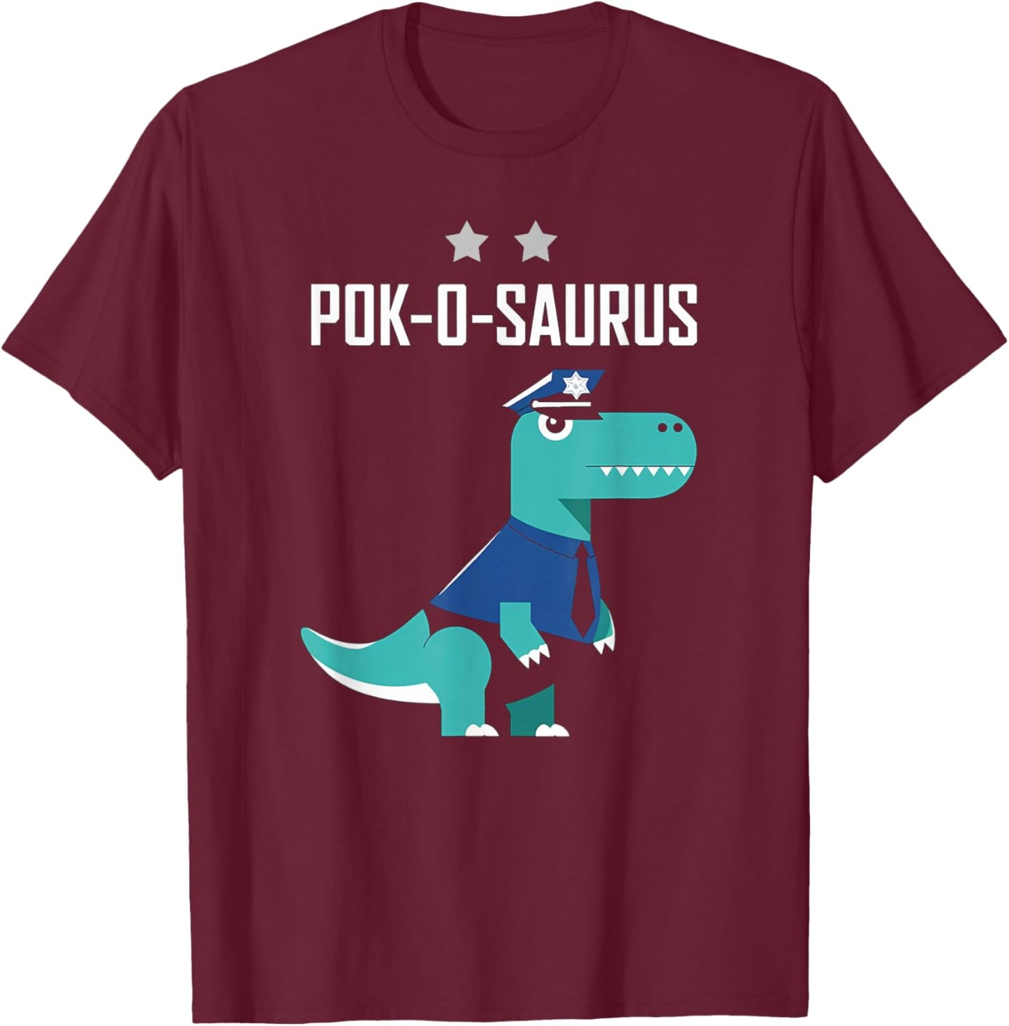 Polizei Dinosaurier Beförderung Polizeioberkommissar T-Shirt - T-Shirt | Maroon