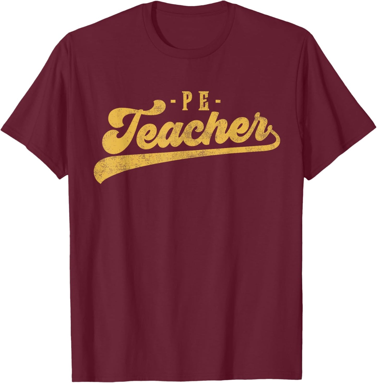 PE Teacher Cute Vintage Graphic Physical Education Teacher T-Shirt - T-Shirt | Maroon