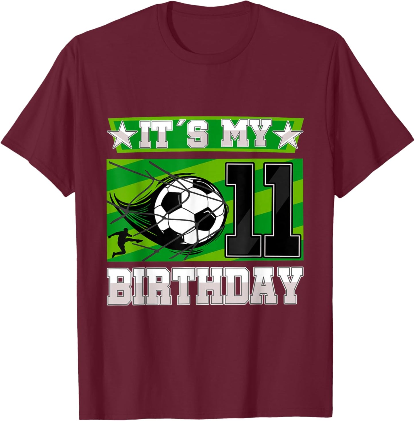 Soccer Birthday Party - 11th Birthday Boy 11 Years Old T-Shirt - T-Shirt | Maroon