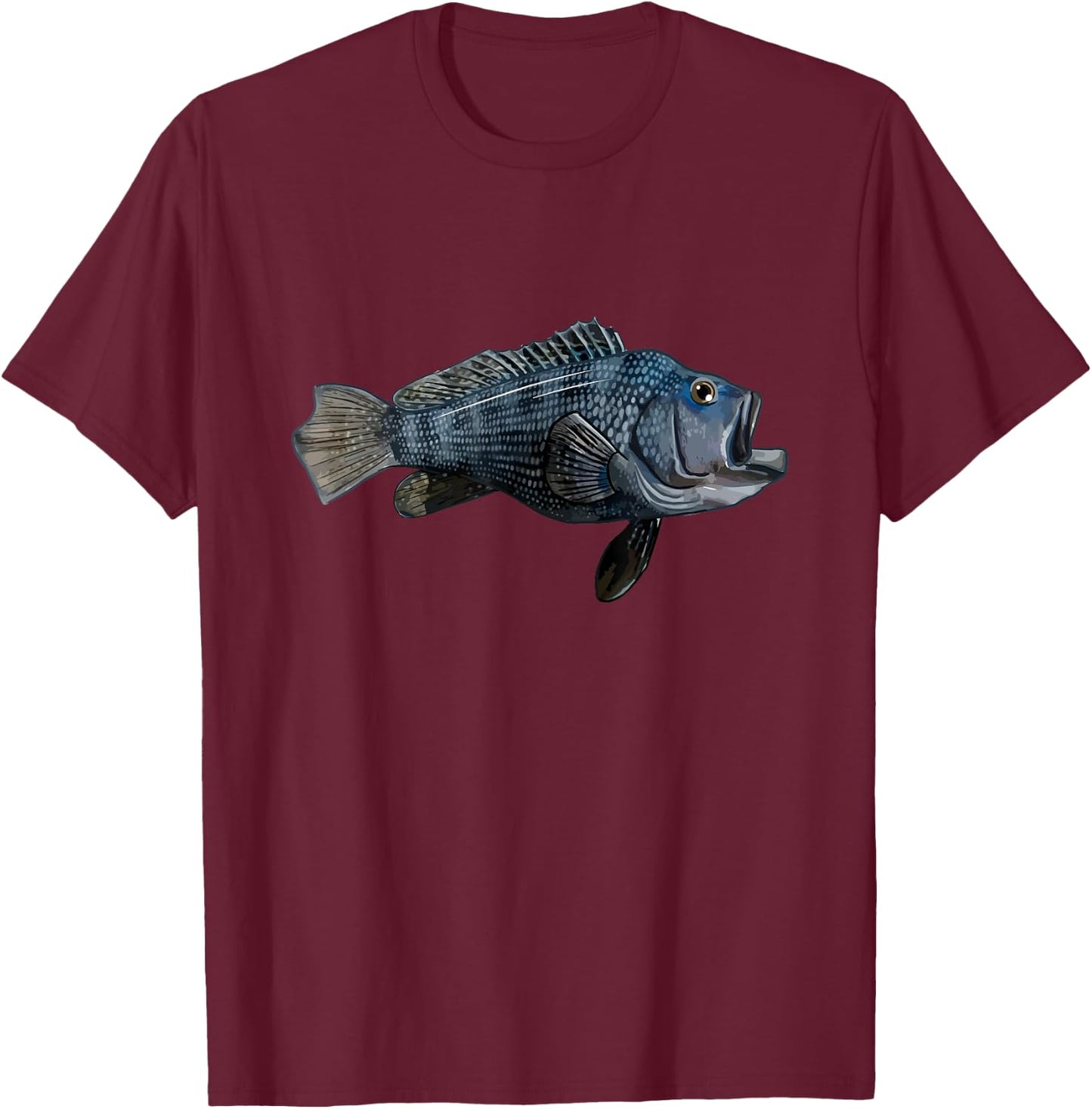 Rock Bass | Black Sea Bass T-Shirt - T-Shirt | Maroon