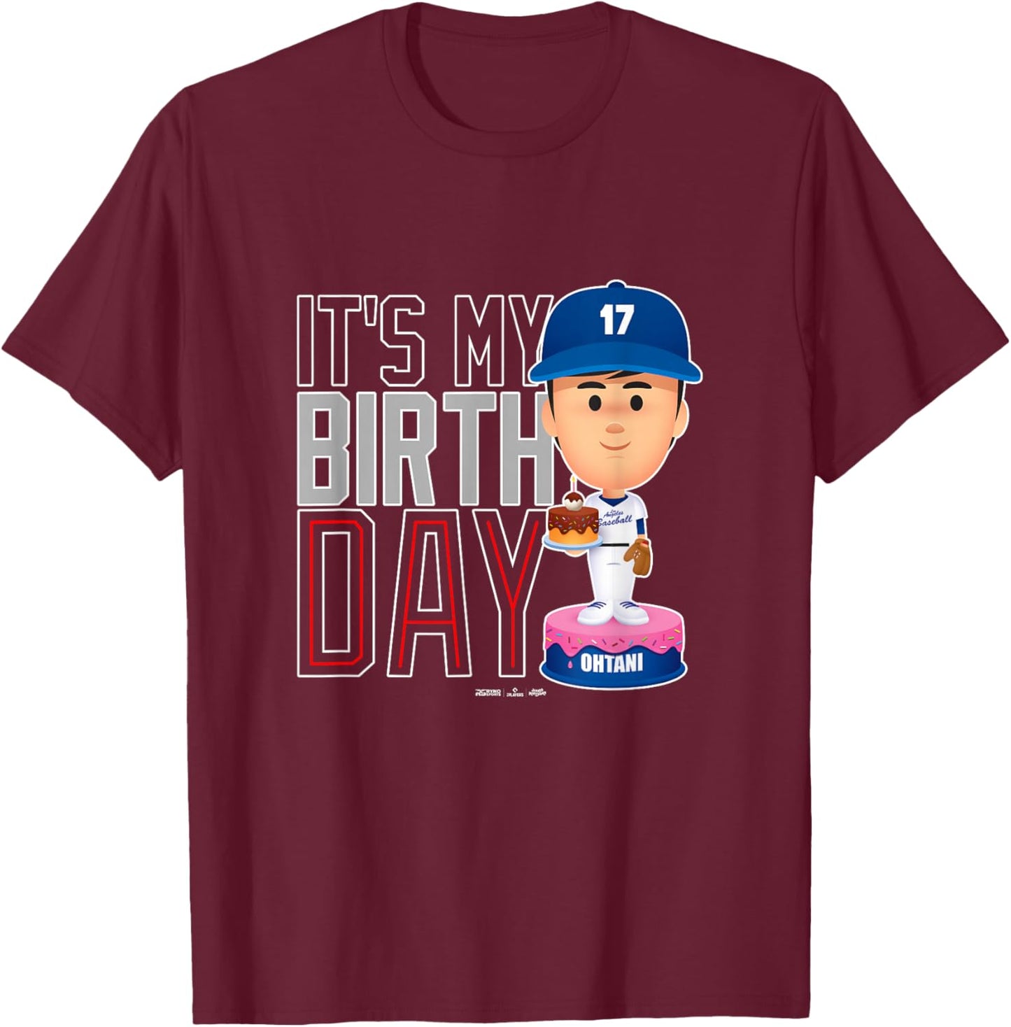 Shohei Ohtani Los Angeles Baseball Birthday MLBPA T-Shirt - T-Shirt | Maroon