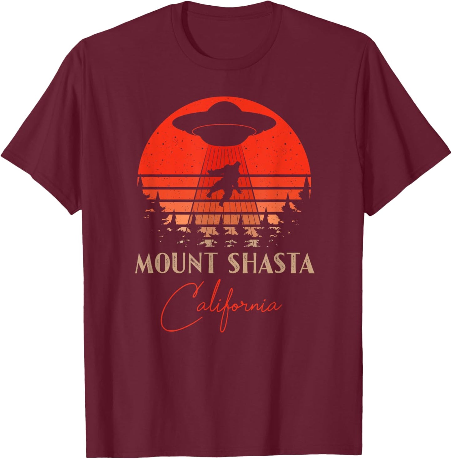 Mount Shasta California Souvenir Hiking T-Shirt - T-Shirt | Maroon