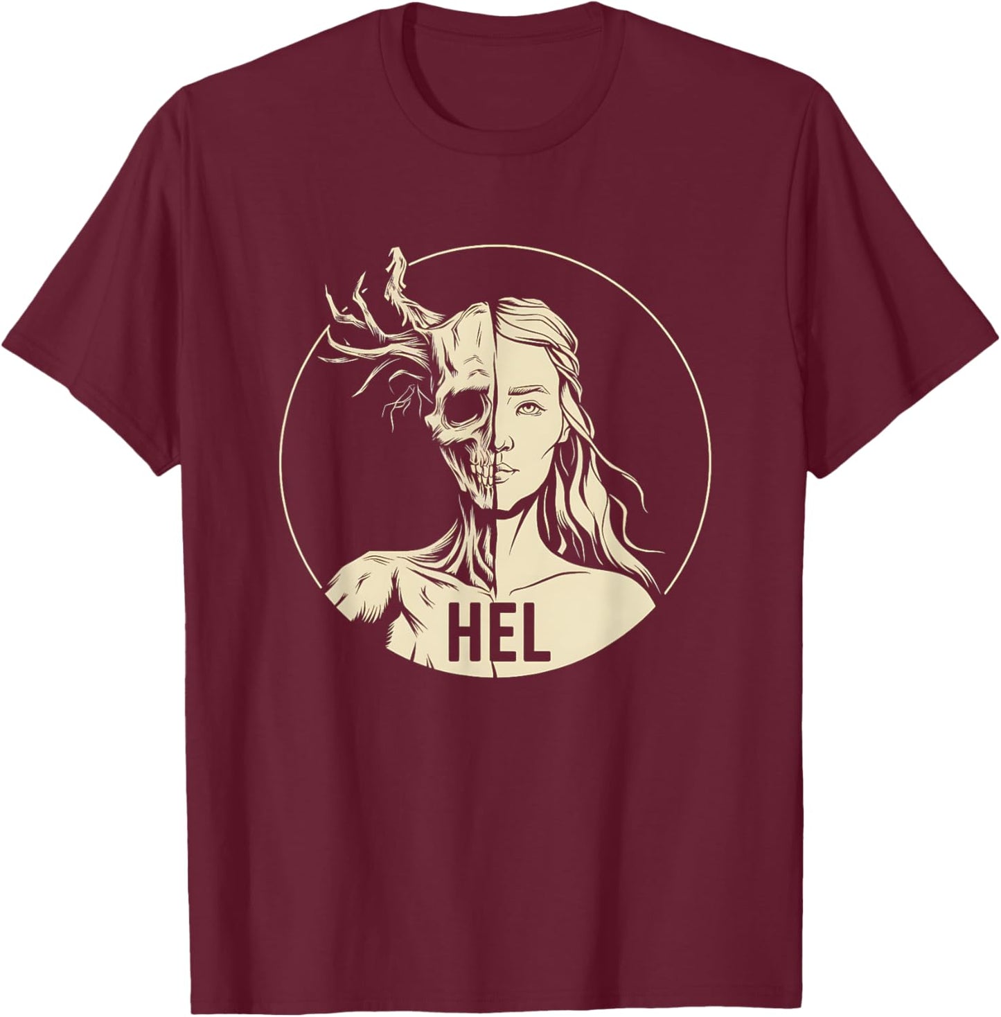 Hel Viking Goddess of the Underworld Hel T-Shirt - T-Shirt | Maroon