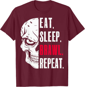 Eat Sleep Brawl Repeat Funny Video Gamer Gaming T-Shirt - T-Shirt | Maroon