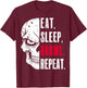 Eat Sleep Brawl Repeat Funny Video Gamer Gaming T-Shirt - T-Shirt | Maroon