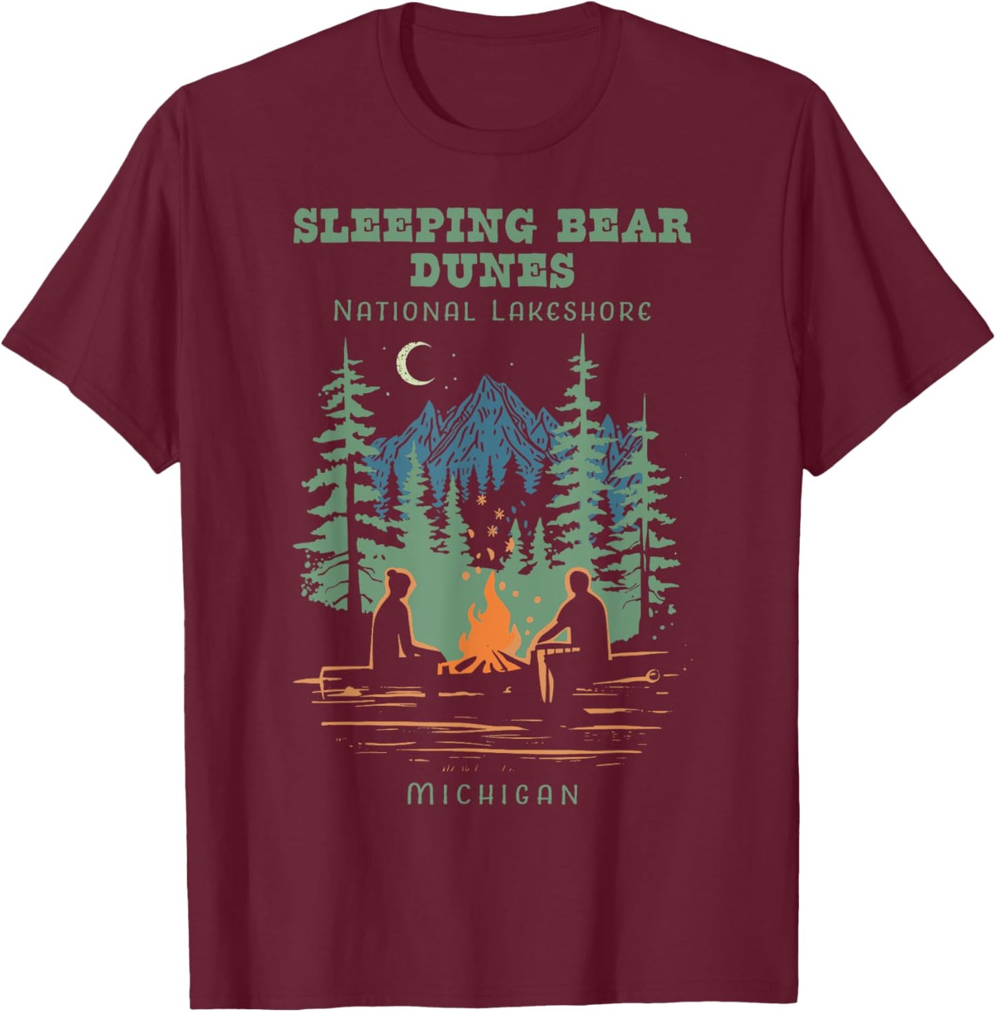 Sleeping Bear Dunes National Lakeshore Michigan Vintage T-Shirt - T-Shirt | Maroon