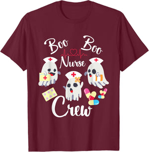 Boo Boo Crew Nurse Ghost Costume Funny Halloween Gift T-Shirt - T-Shirt | Maroon