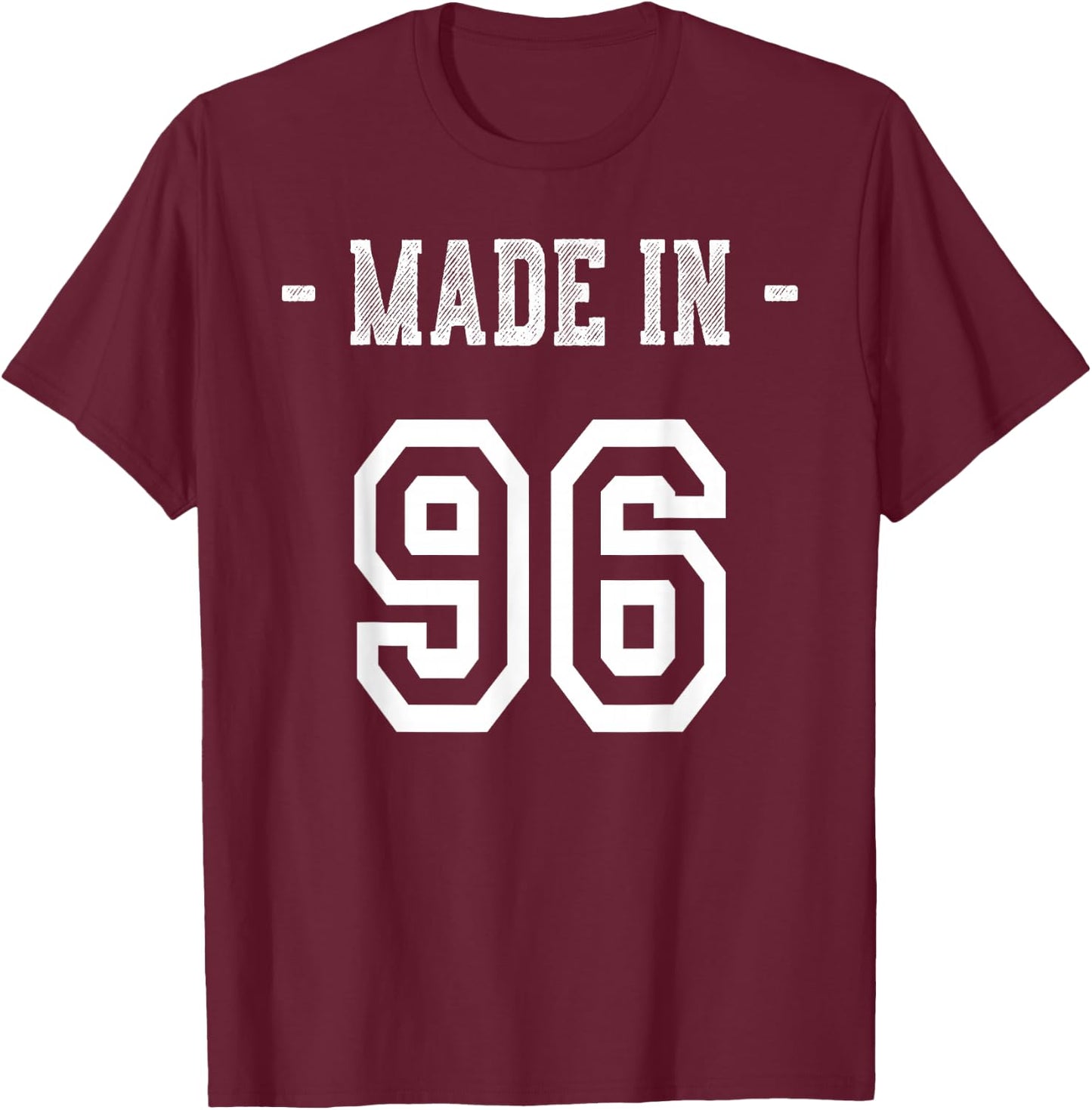 Made in 96 Shirt Born in 1996 Birthday Party T-Shirt - T-Shirt | Maroon