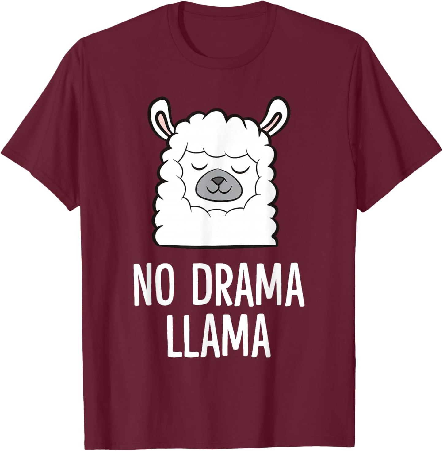 Cute No Drama Llama T-Shirt - T-Shirt | Maroon