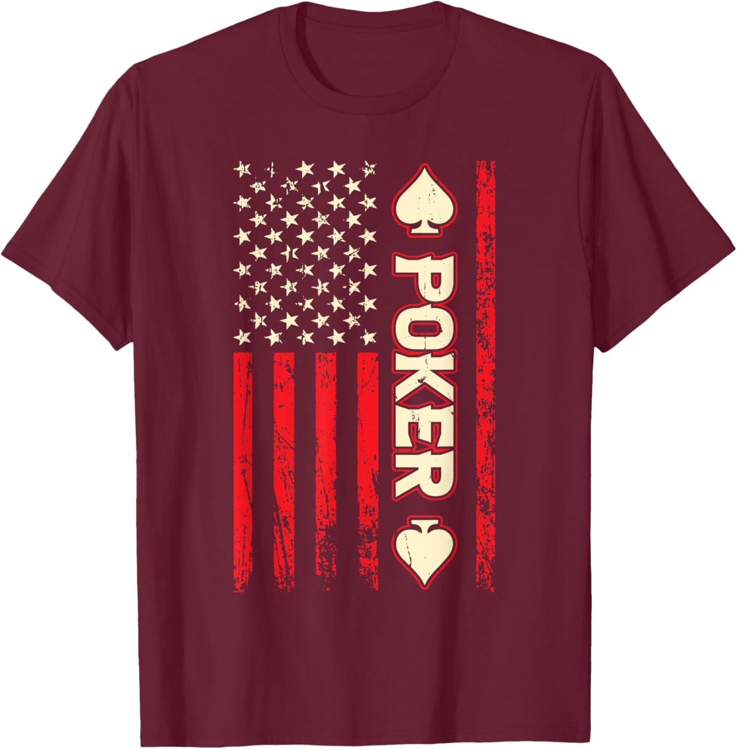 Funny Poker American USA Flag Poker Player Men T-Shirt - T-Shirt | Maroon