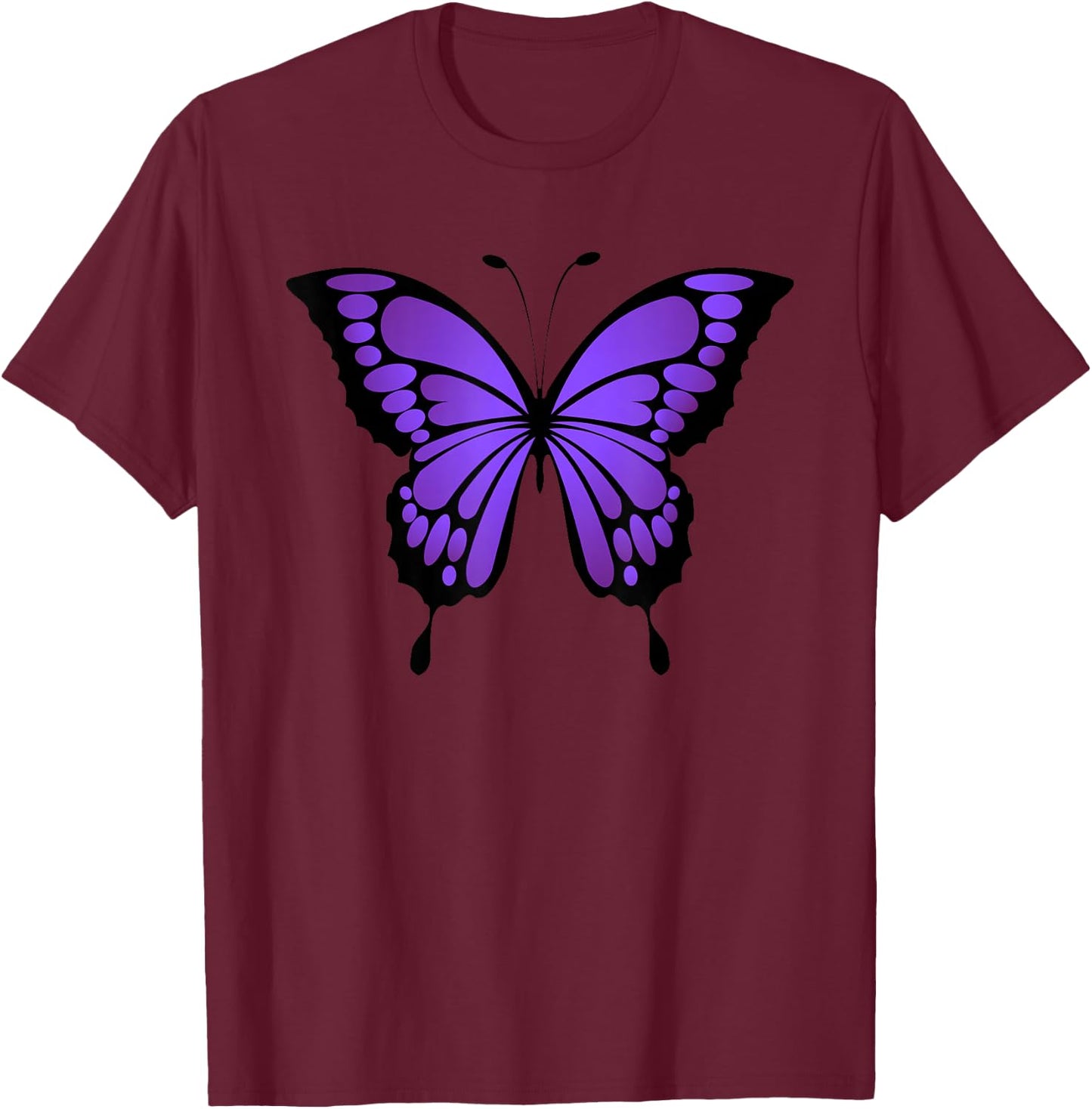 Vibrant Purple Butterfly T-Shirt - T-Shirt | Maroon