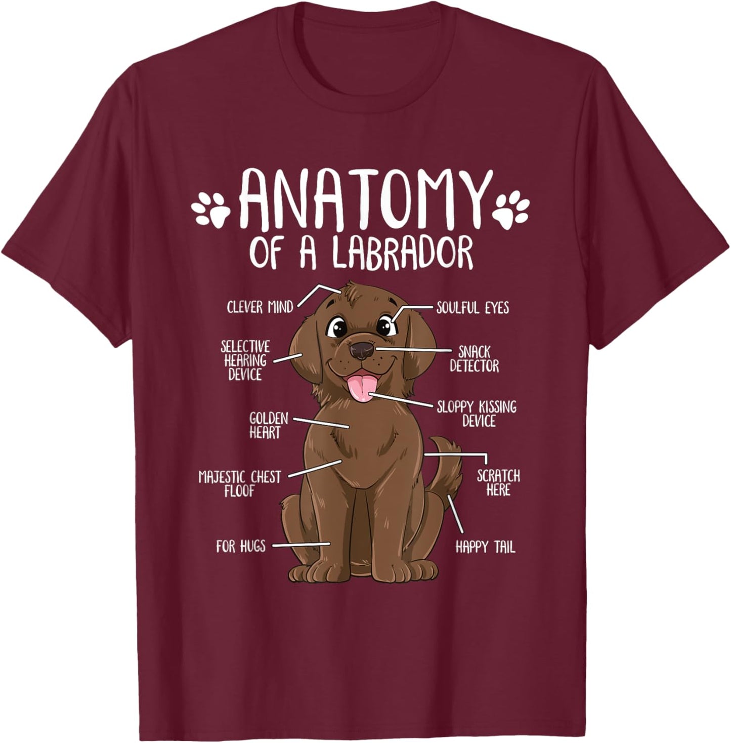 Funny Anatomy Labrador Retriever Chocolate Lab Dog Owner Women Girls Kids T-Shirt - T-Shirt | Maroon
