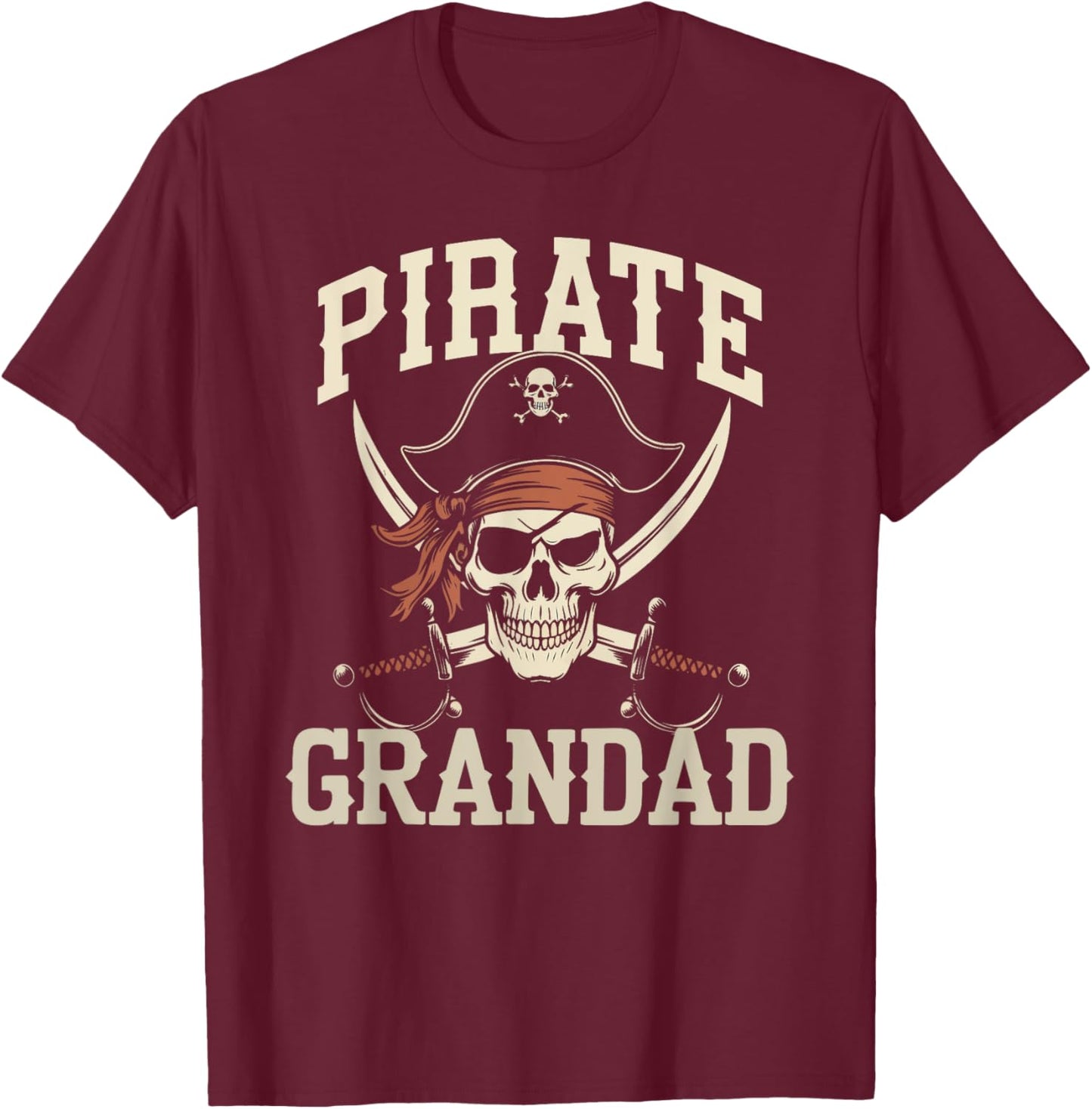 Pirate Grandad Funny Captain Halloween Costume Grandpa T-Shirt - T-Shirt | Maroon