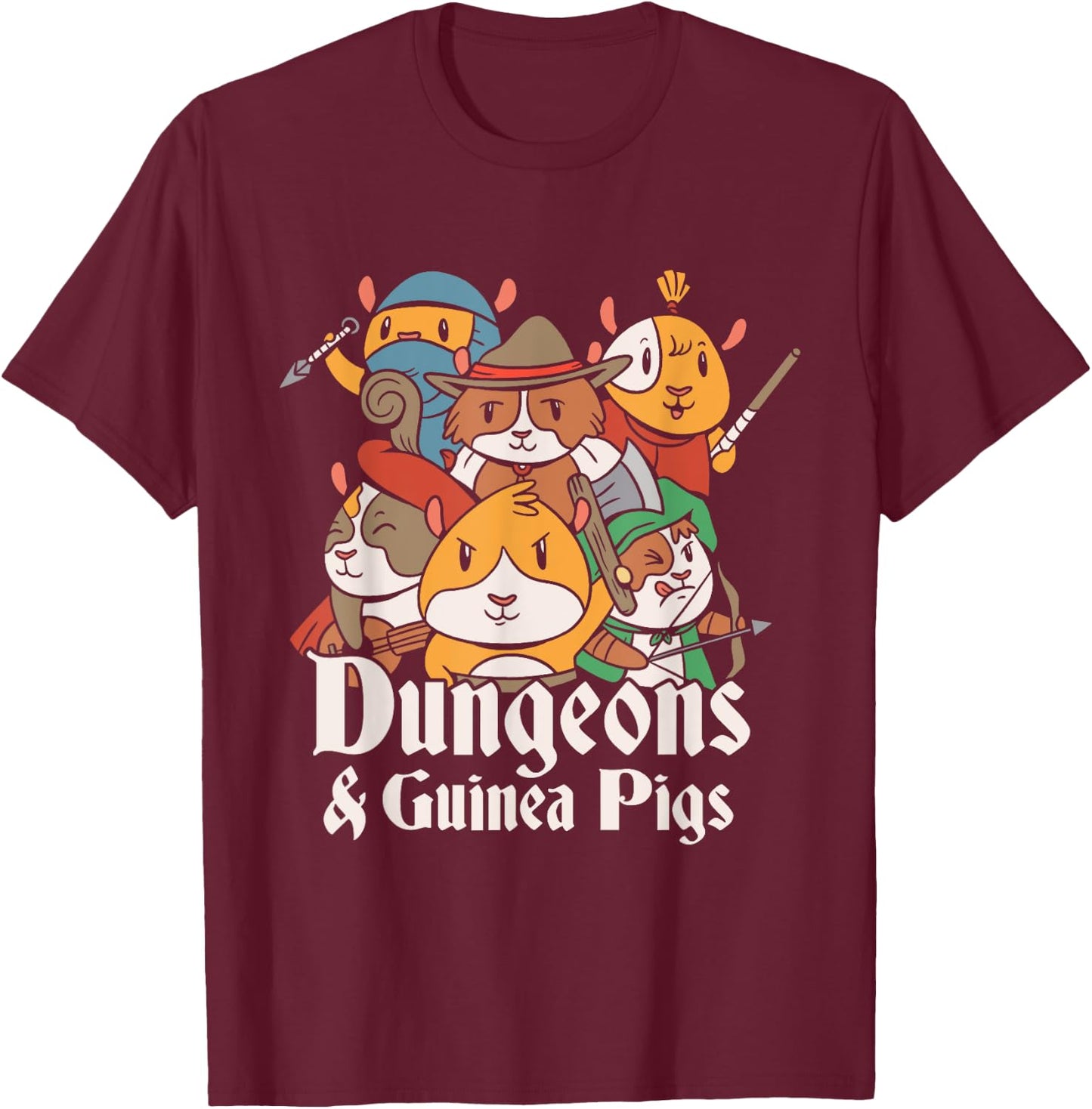 Dungeons and Guinea Pigs Parody T-Shirt - T-Shirt | Maroon