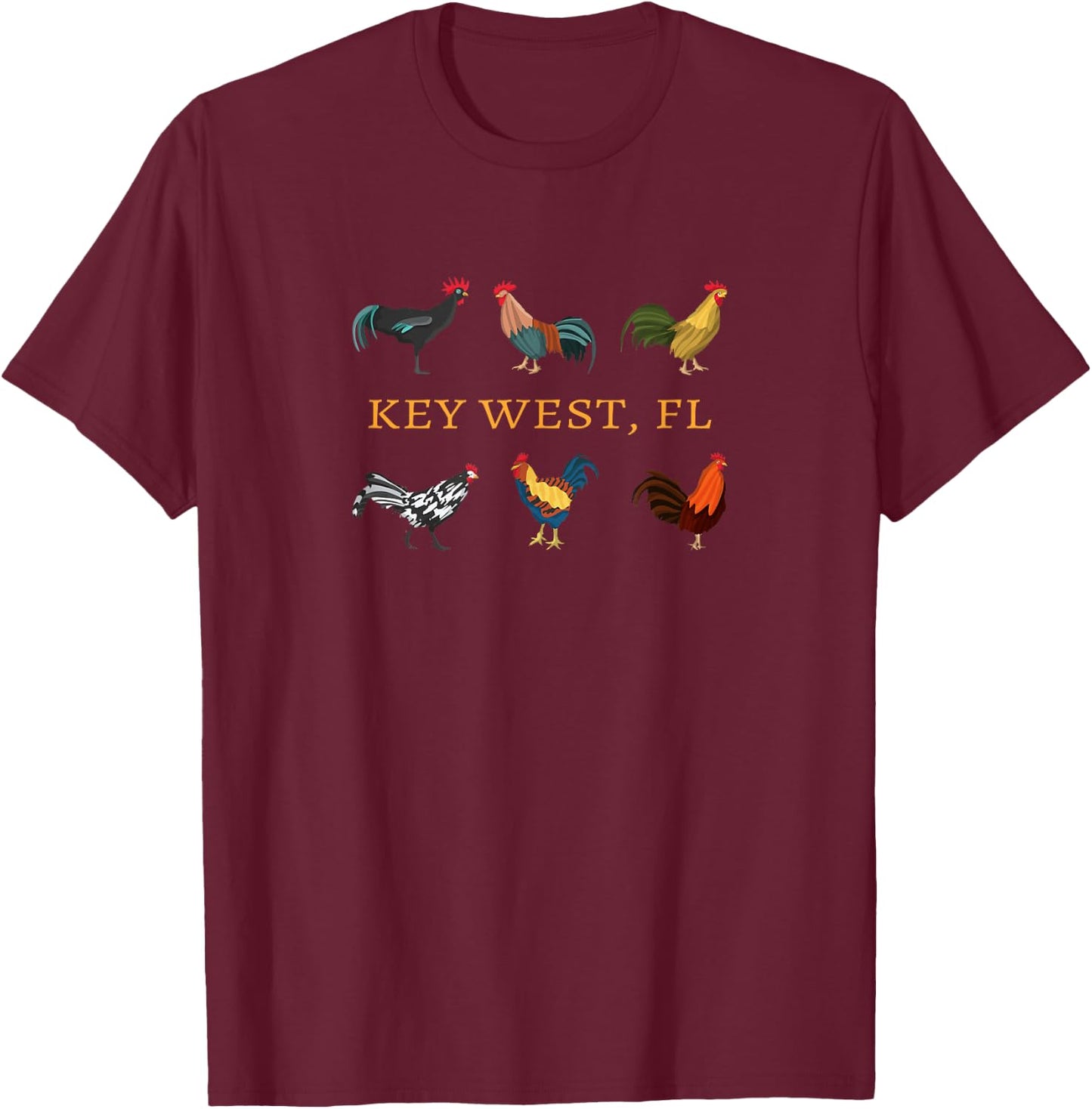 Key West, FL - Chicken / Rooster Souvenir T-Shirt - T-Shirt | Maroon