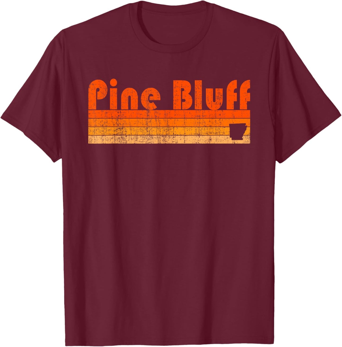Pine Bluff, Arkansas Retro 80s Style T-Shirt - T-Shirt | Maroon