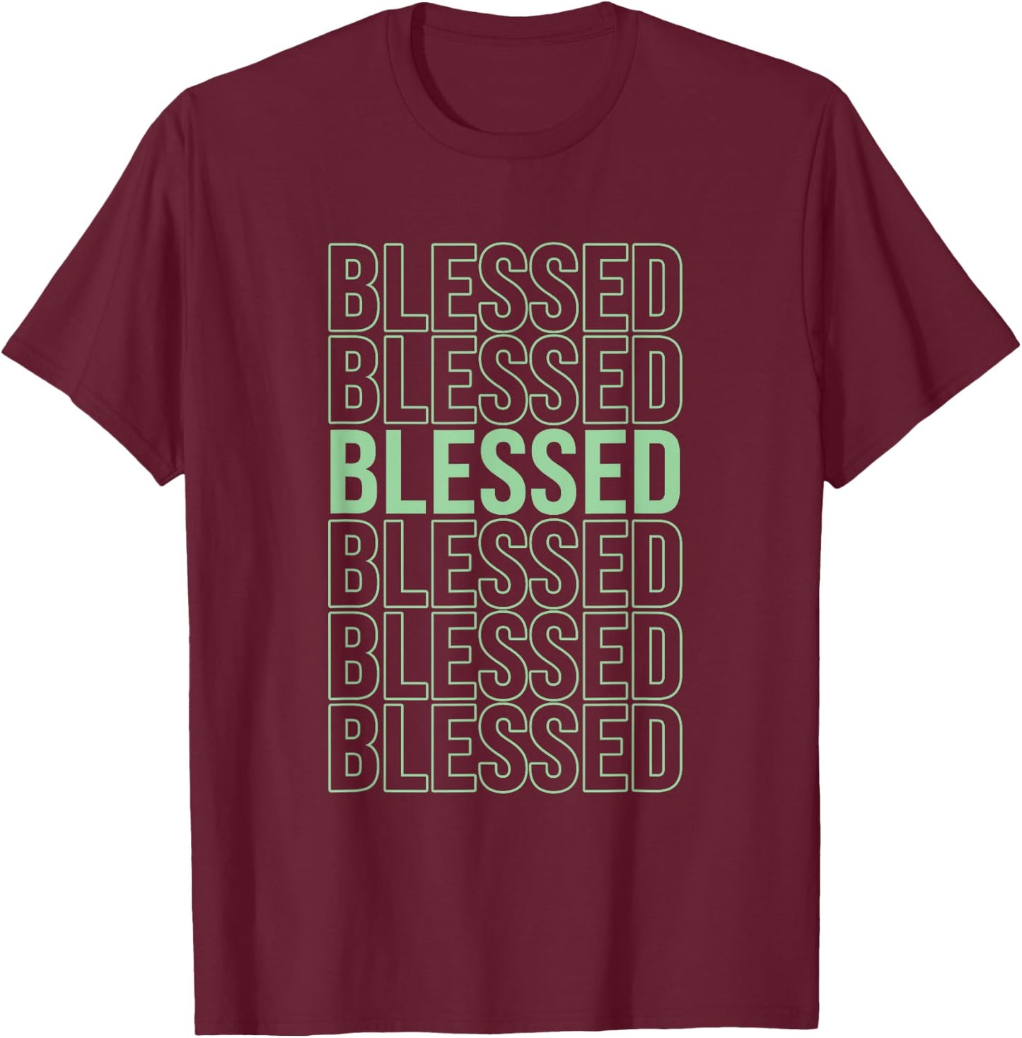 Green BLESSED Pale Light Green Color Graphic T-Shirt - T-Shirt | Maroon
