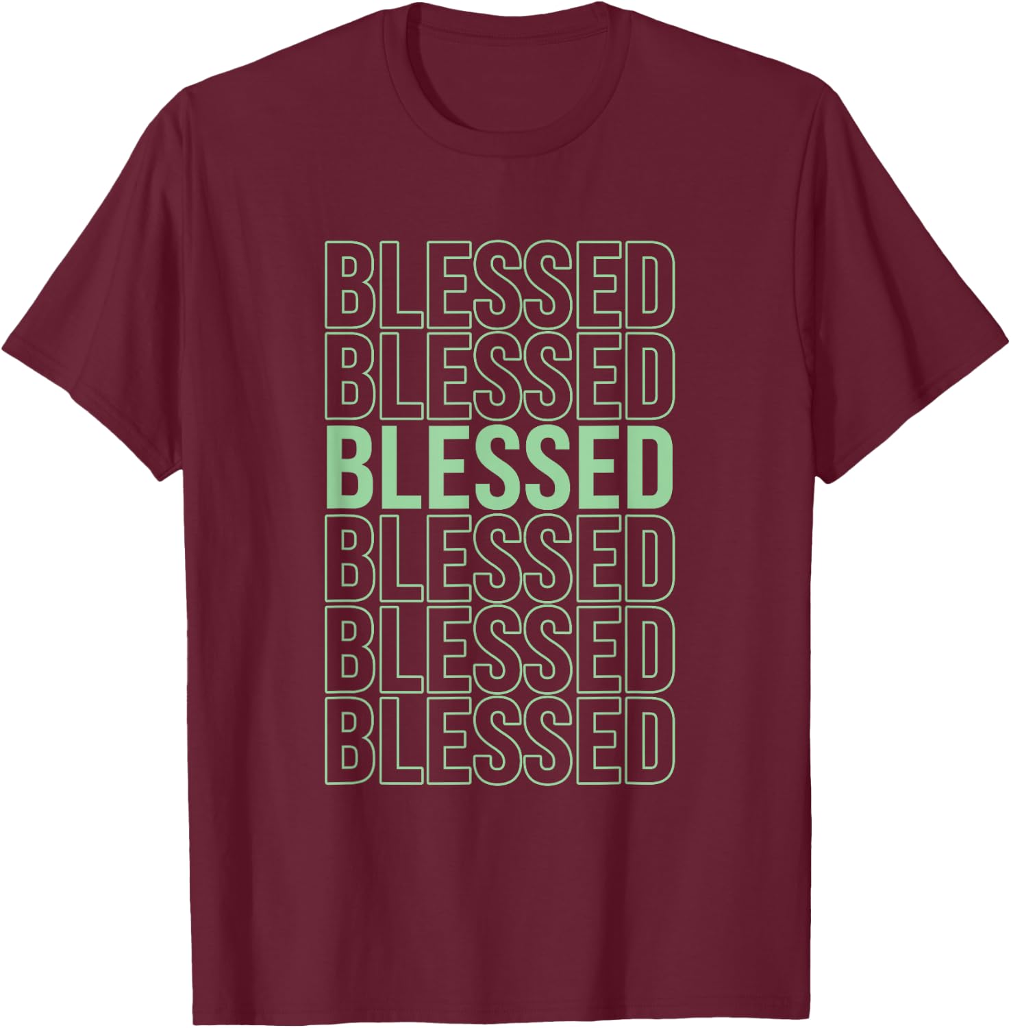 Green BLESSED Pale Light Green Color Graphic T-Shirt - T-Shirt | Maroon