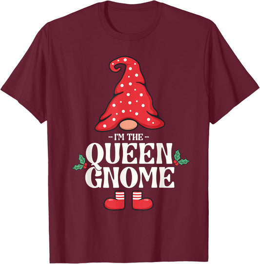 The Queen Gnome Funny Family Matching Group Christmas T-Shirt - T-Shirt | Maroon