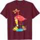 Pink Flamingo Drinking Beer Summer Vacation Beer Lover T-Shirt - T-Shirt | Maroon