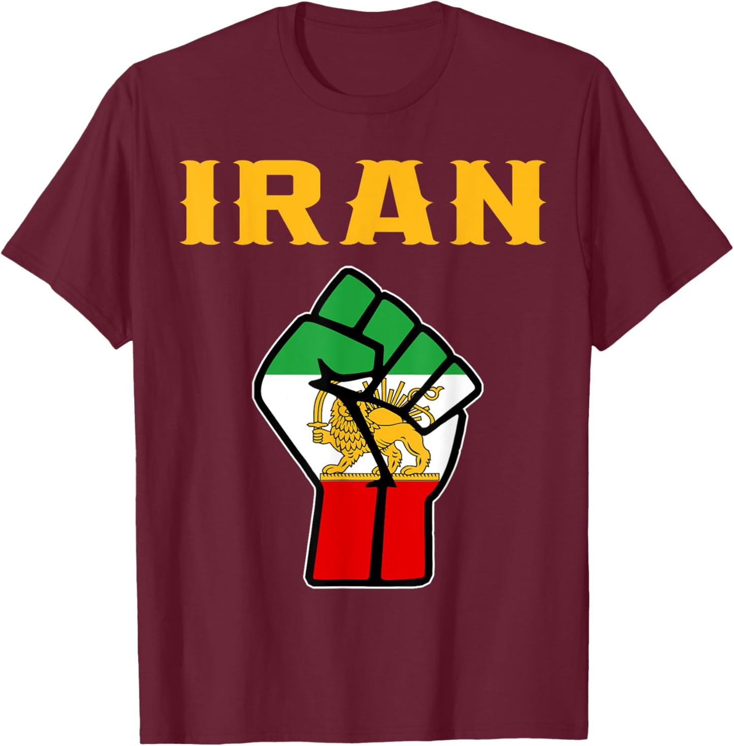 Iran,Iran Lion Sun Flag,Persian,Iran Flag. T-Shirt - T-Shirt | Maroon