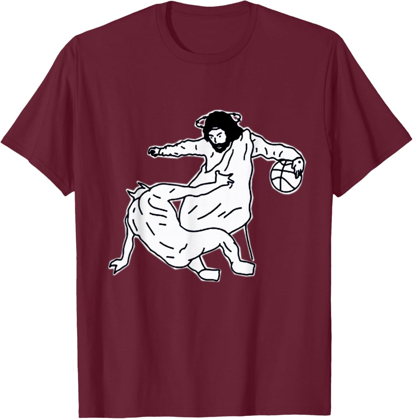 Urban Empyre Holy Cross Jesus Satan Basketball , Small, Black T-Shirt - T-Shirt | Maroon
