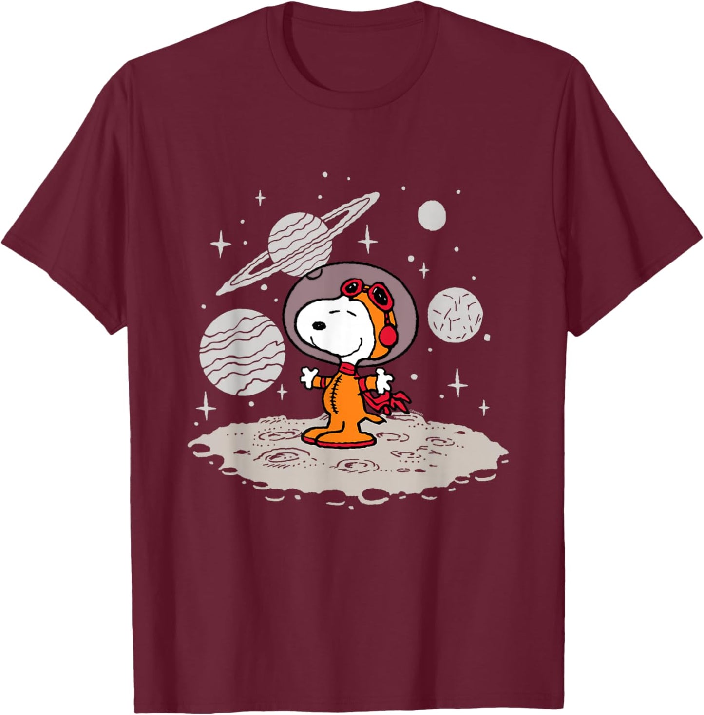Peanuts - Snoopy Planets and Starfield T-Shirt - T-Shirt | Maroon