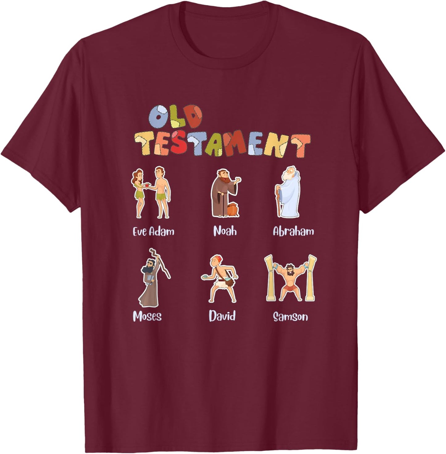 Christian Old Testament Verse Shirt Bible Characters T-Shirt - T-Shirt | Maroon