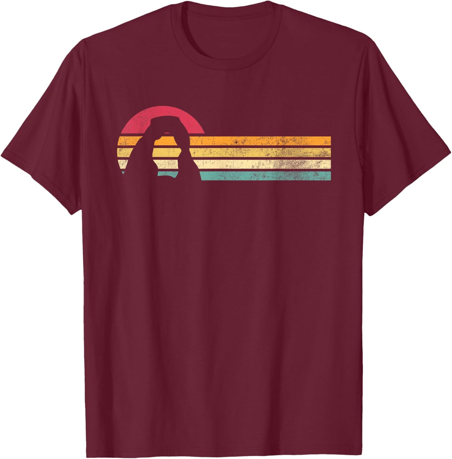 Retro Vintage Delicate Arch Silhouette Arches National Park T-Shirt - T-Shirt | Maroon