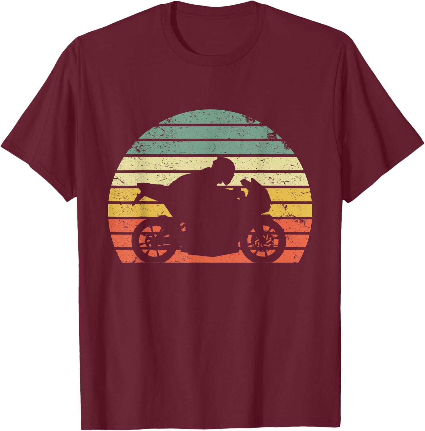 Vintage Biker Motorcycle Shirt Silhouette Retro T-Shirt - T-Shirt | Maroon