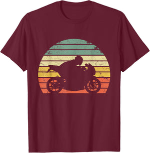 Vintage Biker Motorcycle Shirt Silhouette Retro T-Shirt - T-Shirt | Maroon