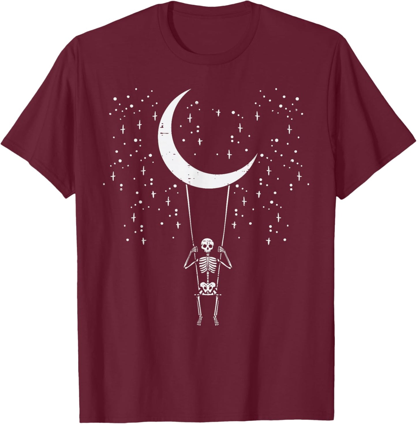 Halloween Skeleton Moon Swing Vintage Costume Men Women Kids T-Shirt - T-Shirt | Maroon
