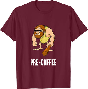 Neanderthal Caveman Coffee T-Shirt - T-Shirt | Maroon