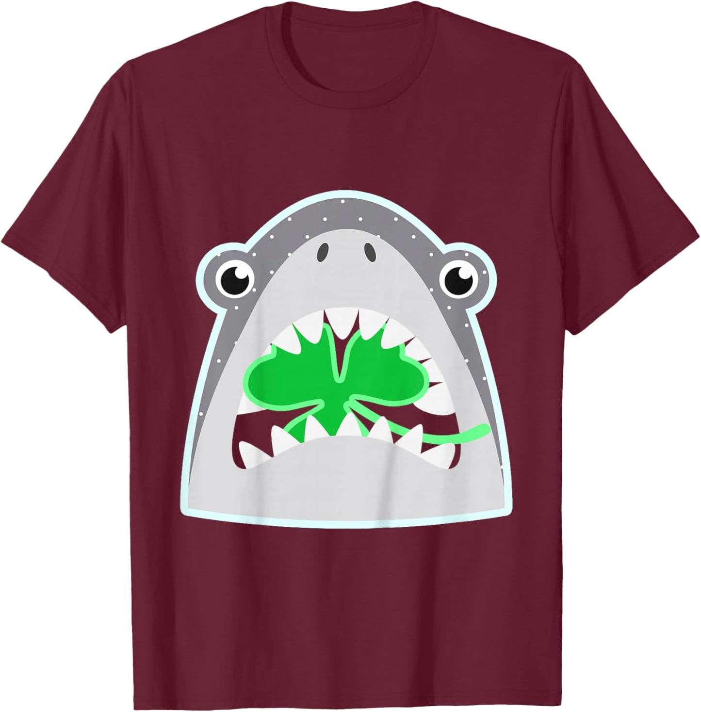 Toddler St Patricks Day Shark Shamrock Boys Lucky Clover T-Shirt - T-Shirt | Maroon