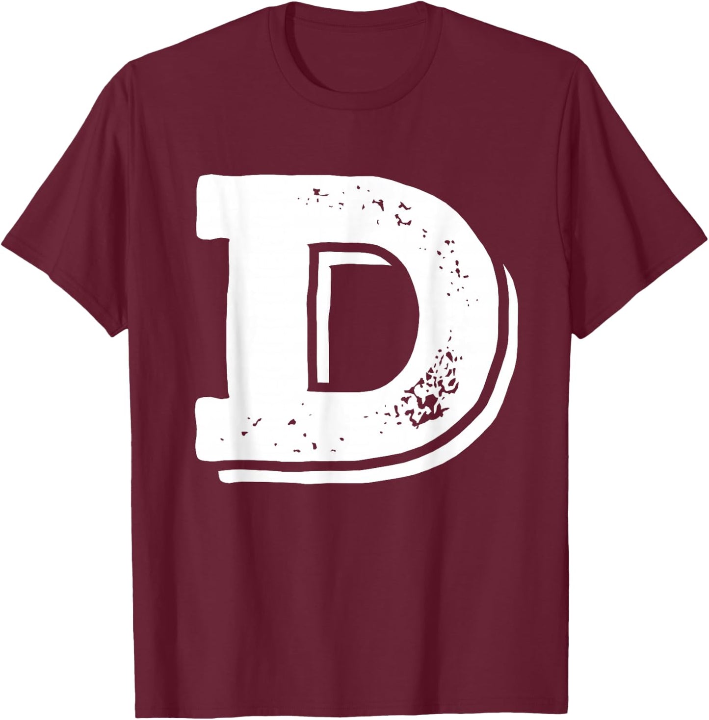 Athletic Sport School University Initial Team Name Letter D Capital Alphabet College Varsity Monogram Club - Black, -Kids, Small, Short Sleeve, Classic Fit T-Shirt - T-Shirt | Maroon