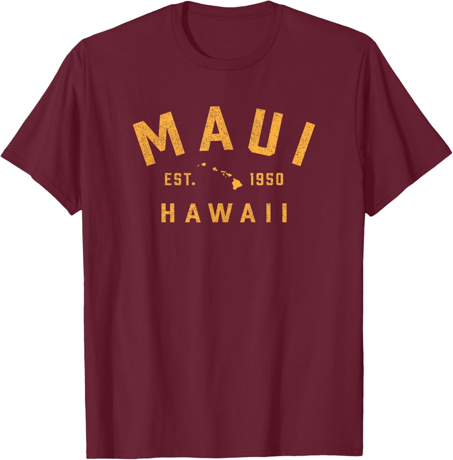 Vintage Maui Hawaii Vacation Souvenir Hawaiian T-Shirt - T-Shirt | Maroon
