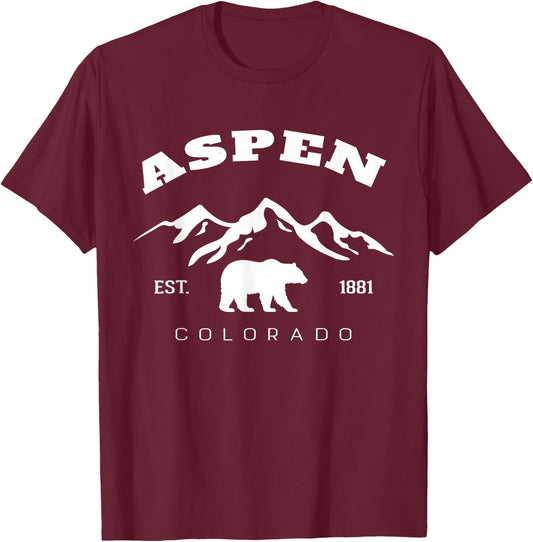Retro Vintage Aspen Colorado Souvenir kids Hiking Camping T-Shirt - T-Shirt | Maroon