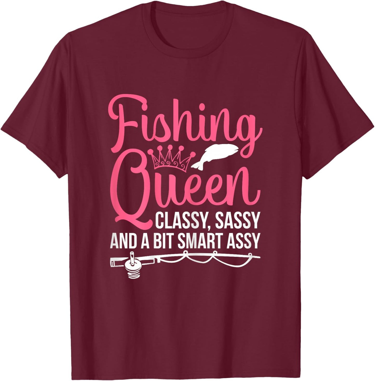 Women Fishing for Girls Fish Bass Fishing T-Shirt - T-Shirt | Maroon