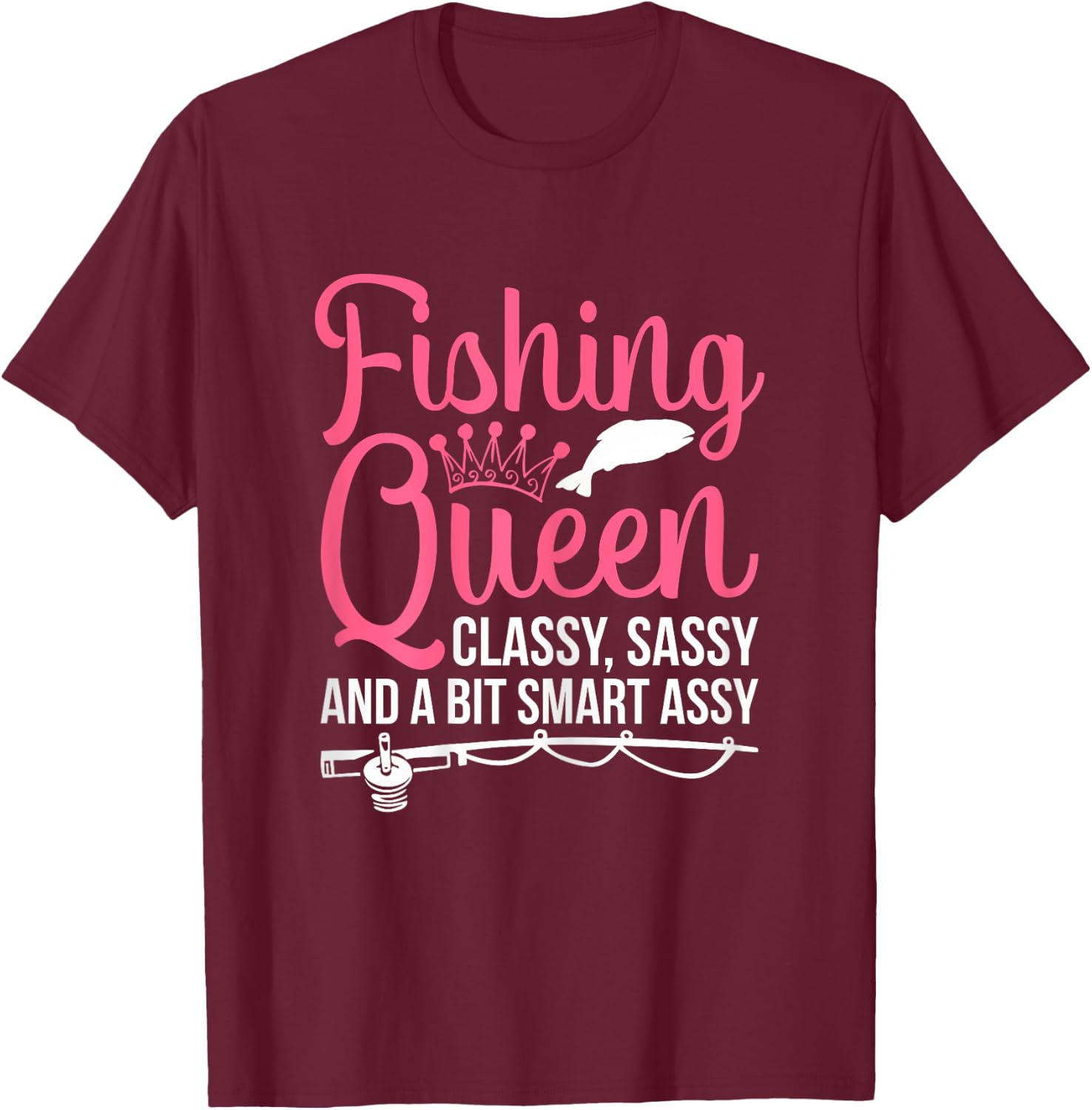 Women Fishing for Girls Fish Bass Fishing T-Shirt - T-Shirt | Maroon