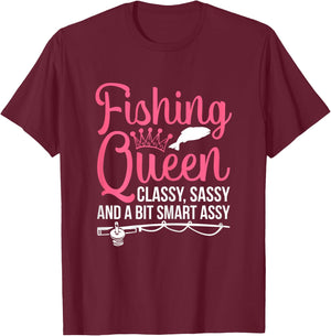 Women Fishing for Girls Fish Bass Fishing T-Shirt - T-Shirt | Maroon
