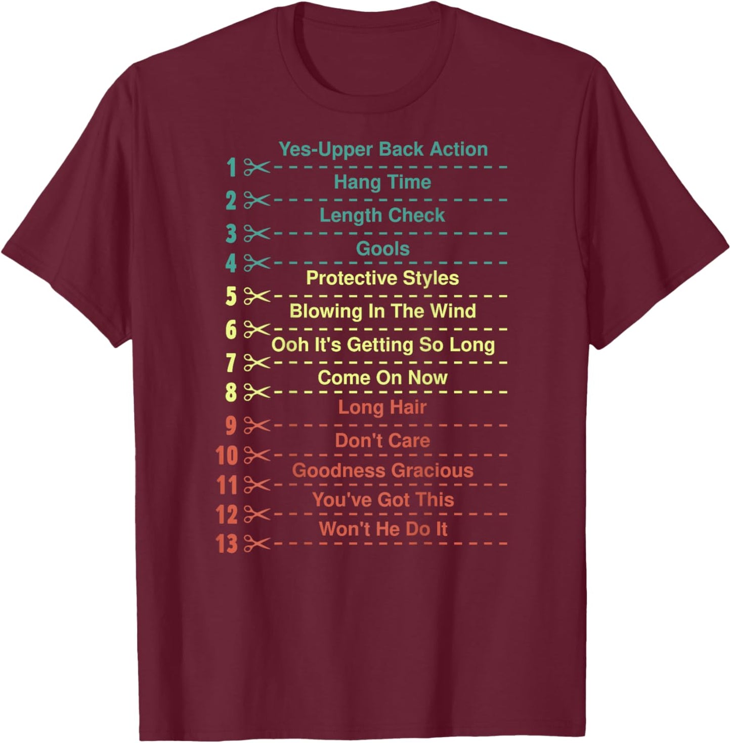 Track Your Long Natural Hair Length Check Backprint T-Shirt - T-Shirt | Maroon