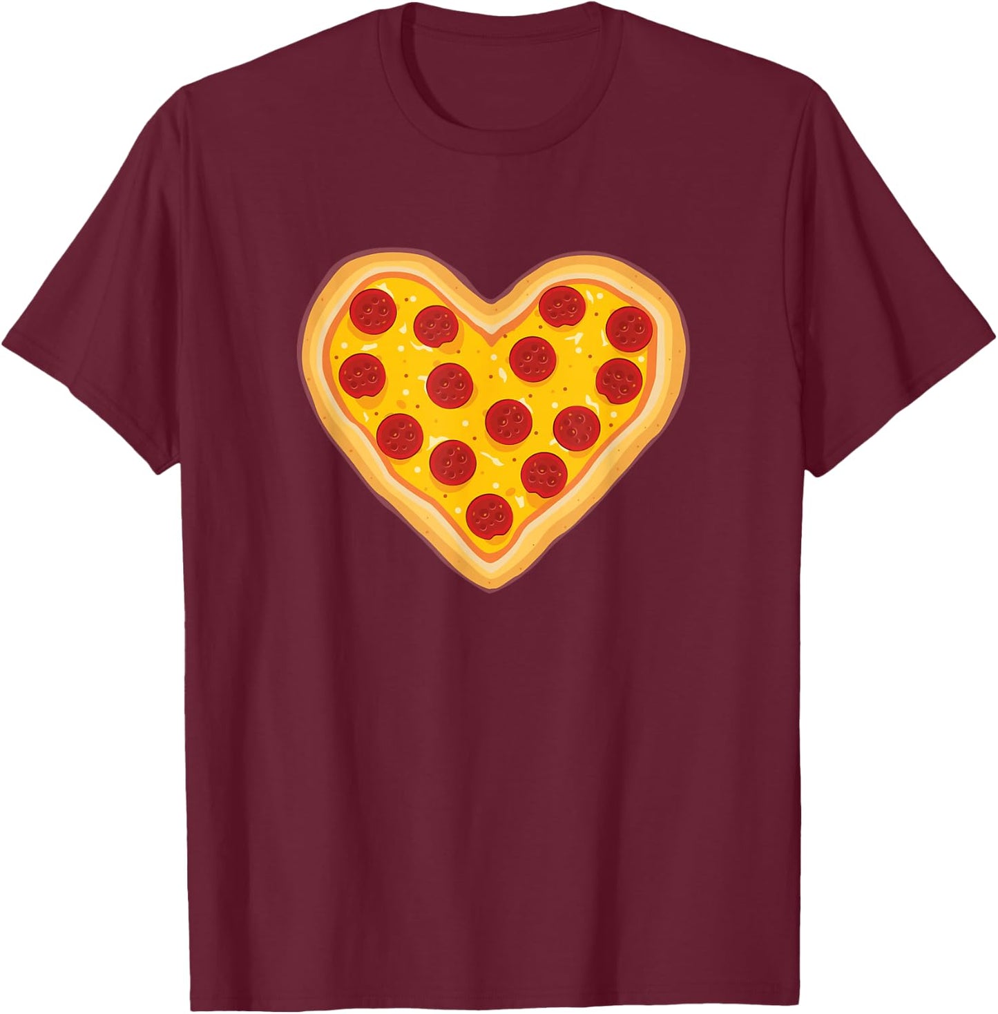 Pizza Love Heart Pepperoni Slice for Pizza Lovers T-Shirt - T-Shirt | Maroon