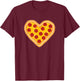 Pizza Love Heart Pepperoni Slice for Pizza Lovers T-Shirt - T-Shirt | Maroon