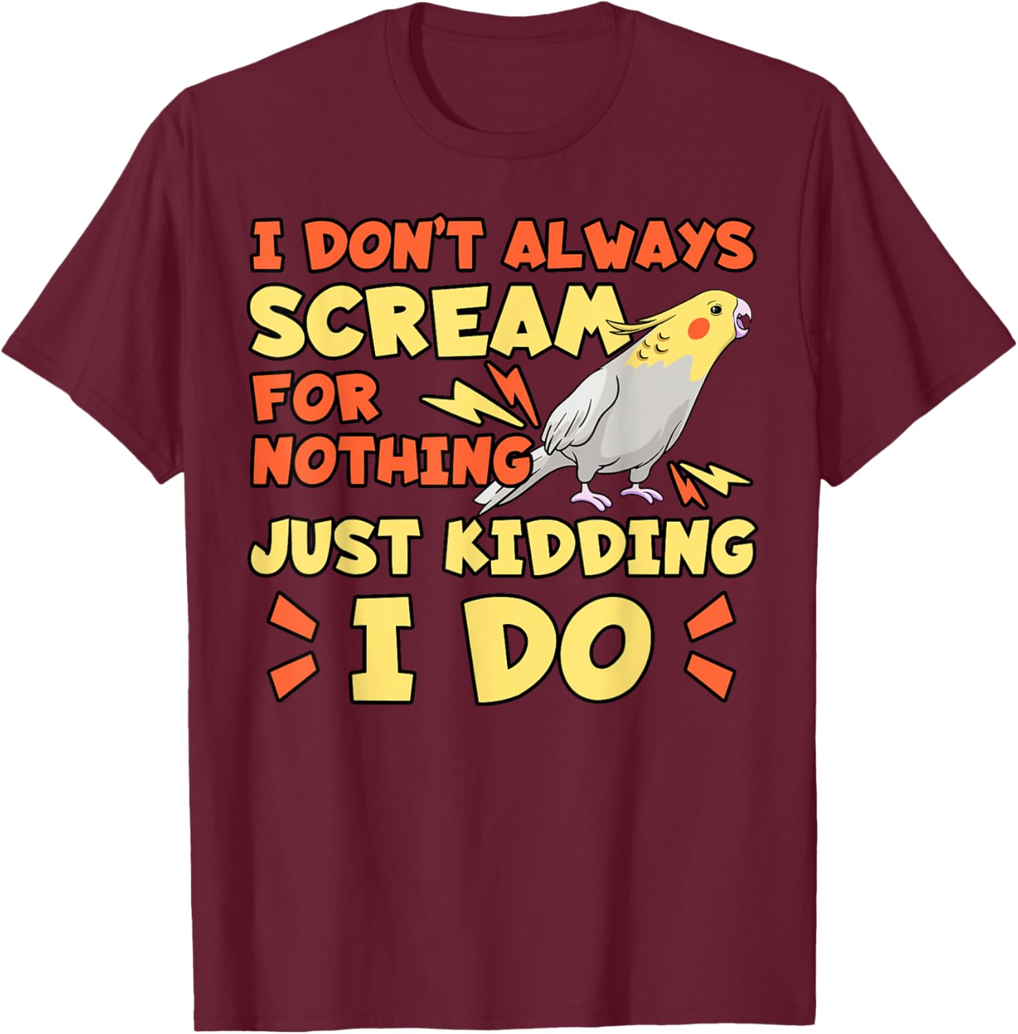 Cockatiel Cockatoo Lutino Weiro Bird Parrot Quarrion Tiel T-Shirt - T-Shirt | Maroon